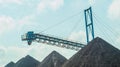 Coal stockpile with conveyor belt Royalty Free Stock Photo