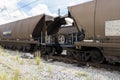 Coal train wagons showing couplings.