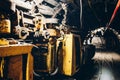 Coal transport train in underground coal mine Royalty Free Stock Photo