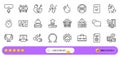 Coal trolley, Change money and Technical algorithm line icons for web app. Pictogram icon. Line icons. Vector