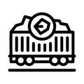 Coal trolley icon vector outline illustration