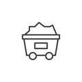 Coal trolley outline icon