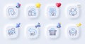 Coal trolley, Thiamine vitamin and Charging station line icons. For web app, printing. Vector