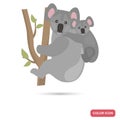 Coala and cub color flat icon Royalty Free Stock Photo