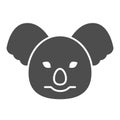 Coala head solid icon. Cute australian animal face simple silhouette. Animals vector design concept, glyph style Royalty Free Stock Photo