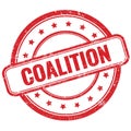 COALITION text on red grungy round rubber stamp