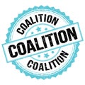 COALITION text on blue-black round stamp sign