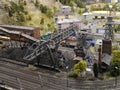 coal mine with railway and crane in small maket