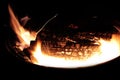 Coals in the big brazier. Royalty Free Stock Photo