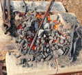 Coals and blacksmith tools