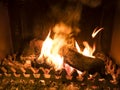 Coals burn and smolder in the furnace Royalty Free Stock Photo