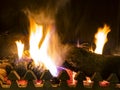 Coals burn and smolder in the furnace Royalty Free Stock Photo