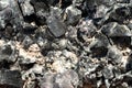 Coals in an extinct fire. Natural background. Remains of wood coal and ashes after the combustion of firewood Royalty Free Stock Photo