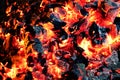 Coals, flames and the hot of the hearth Royalty Free Stock Photo