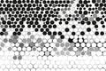 A coarse halftone arc texture featuring thick diagonal lines that create radiating wave-like curves, set against a black and white Royalty Free Stock Photo