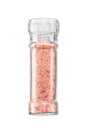 Coarse Himalayan pink salt grinder or mill isolated on a white background