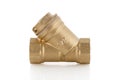 Coarse water filter for plumbing works, material - brass. Full depth of field Royalty Free Stock Photo