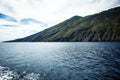 The coasr of Salina Island in the aeolian Islands, Sicily. Sea vIew from the boat Royalty Free Stock Photo