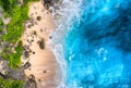 Coast as a background from top view. Turquoise water background from drone. Summer seascape from air. Bali island, Indonesia. Royalty Free Stock Photo