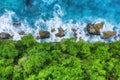 Coast as a background from top view. Turquoise water background from top view. Summer seascape from air. Bali island, Indonesia. Royalty Free Stock Photo