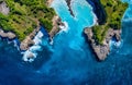 Coast as a background from top view. Turquoise water background from top view. Summer seascape from air. Bali island, Indonesia. Royalty Free Stock Photo