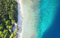 Coast as a background from top view. Turquoise water background from top view. Summer seascape from air. Gili Meno island, Indones Royalty Free Stock Photo