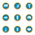 Coast of australia icons set, flat style