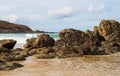 The coast and beach of Erquy, Brittany, France Royalty Free Stock Photo