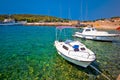 Coast and beach of Prvic island summer view