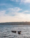 Coast and buildings of Naples, Italy at sunset Royalty Free Stock Photo