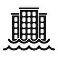 Coast city in floods icon simple vector. Climate change disasters