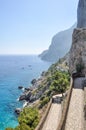 Coast and clear water ocean view with trail in Capri