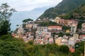 Coast with colorful houses in Corniglia on a rock above the sea Italy, Cinque Terre Royalty Free Stock Photo
