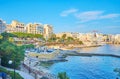 The coast of Exiles Bay, Sliema, Malta Royalty Free Stock Photo