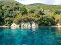 Coast greenery on Lefkada island, Greece, sea view Royalty Free Stock Photo