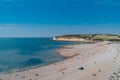 The Coast Guard Cottages and Seven Sisters Chalk Cliffs just outside Eastbourne, Sussex, England, UK.