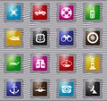 Coast Guard glass icons set