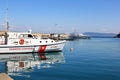 Coast guard in the harbour of Porto Santo Stefano, Italy Royalty Free Stock Photo