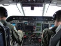 Coast Guard pilots fly over the scene of the Deepwater Horizon oil spill