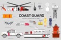 Coast guard with security equipment and team.