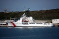 Coast guard ship on dock Royalty Free Stock Photo