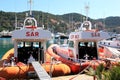 Coast guards in the harbour of Porto Santo Stefano, Italy Royalty Free Stock Photo