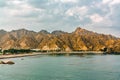 Coast of the Gulf of Oman near Muscat, view from the sea Royalty Free Stock Photo