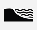 Coast Icon. Beach Coastal Wave Water Sea Ocean Waves Seaside Seashore Shore. Black White Sign Symbol EPS Vector Royalty Free Stock Photo