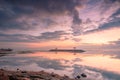 The coast of the Indian Ocean on the island of Bali in Sanur, long exposure in the morning Royalty Free Stock Photo