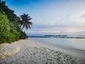 Sunrise on the beach of a tropical island. Maldives Royalty Free Stock Photo