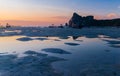 Coast of the island at low tide at sunset Royalty Free Stock Photo