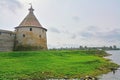 Coast of the island Orekhoviy and Golovina tower of Fortress Oreshek near Shlisselburg, Russia