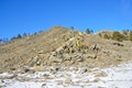 The coast of lake Baikal. Mountain landscape at Cape Krestovskiy Royalty Free Stock Photo