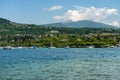 Coast of Lake Garda in front of the small village of Bardolino - Veneto Italy Royalty Free Stock Photo